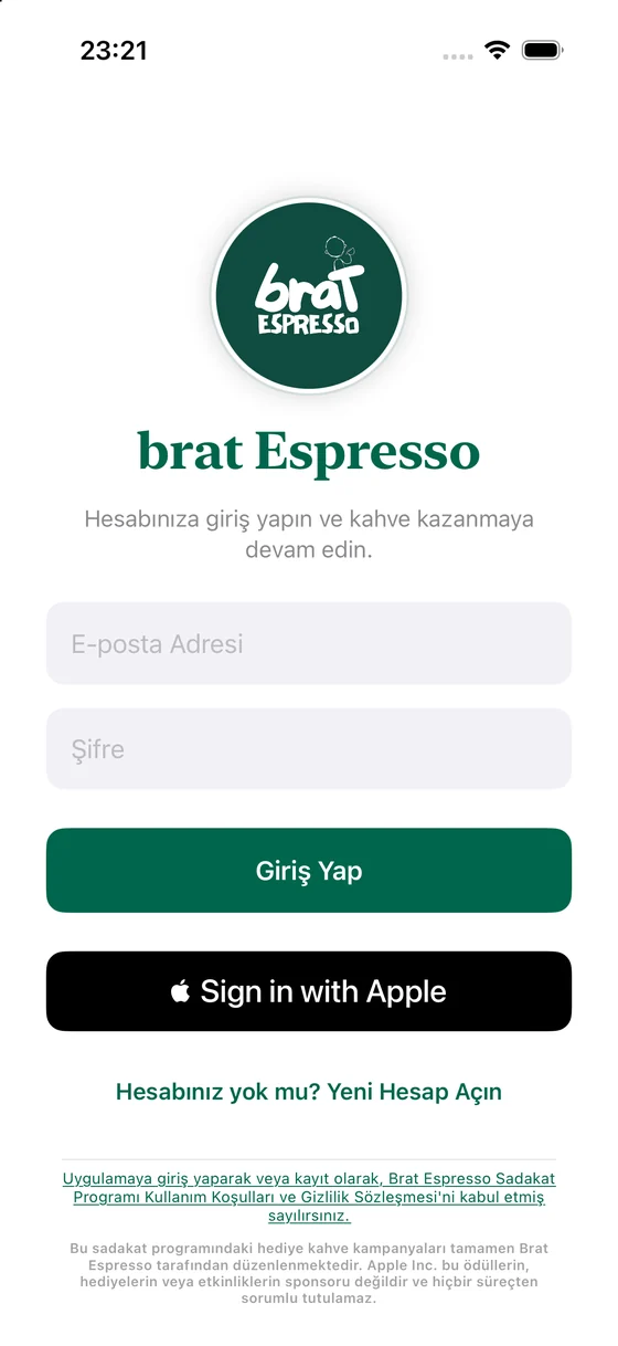 Brat Espresso uygulama ekran görüntüsü