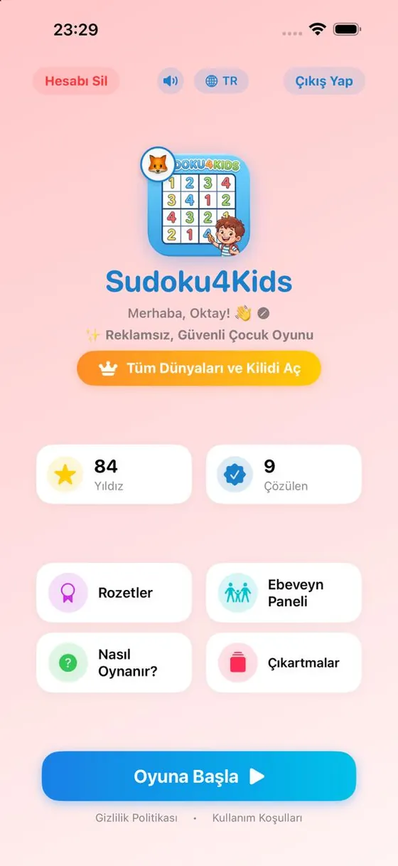 Sudoku4Kids uygulama ekran görüntüsü